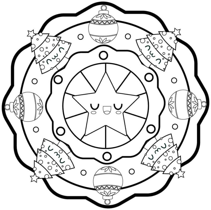 Çizmek Noel Mandalası basit Boyama Sayfası