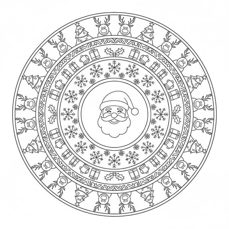 Çizmek Noel Mandalası çocuklar için basit Boyama Sayfası