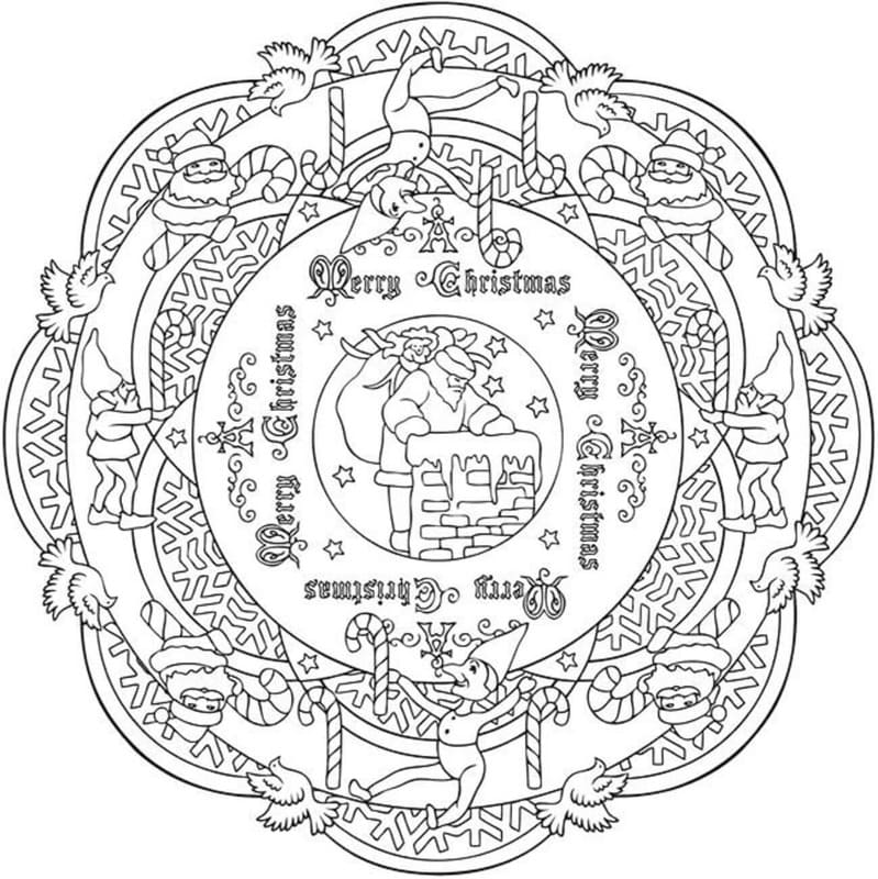 Çizmek Noel Mandalası çocuklar için kolay Boyama Sayfası