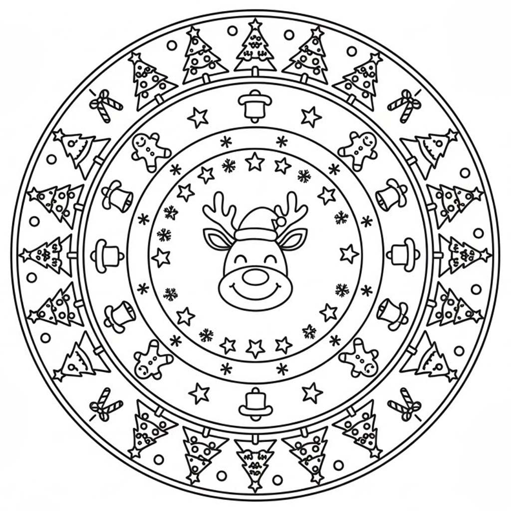 Çizmek Noel Mandalası çocuklar için temel Boyama Sayfası