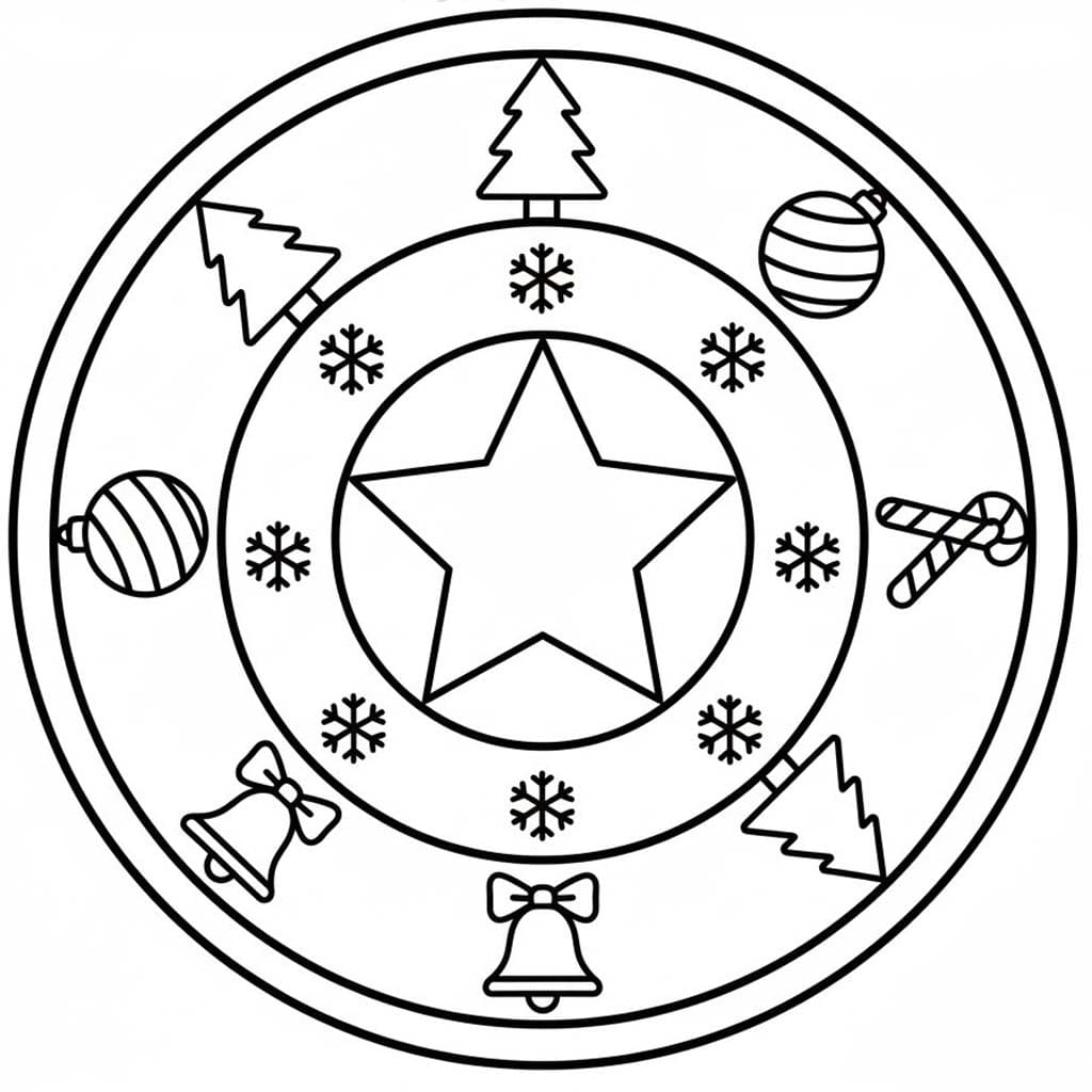 Çizmek Noel Mandalası çocuklar için ücretsiz Boyama Sayfası