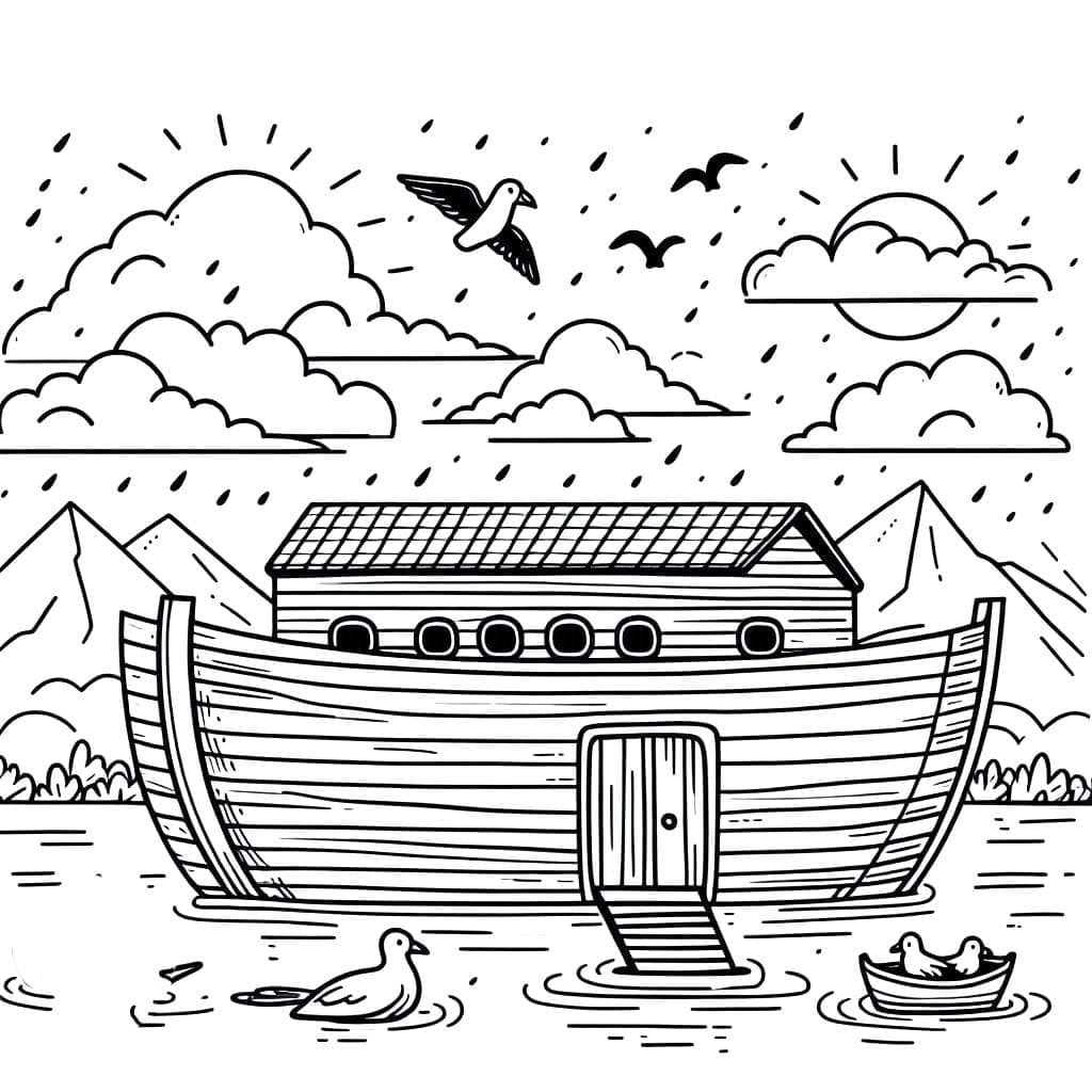 Çizmek Nuh'un Gemisi temel Boyama Sayfası