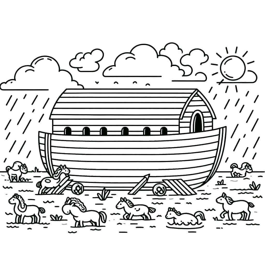 Çizmek Nuh'un Gemisi ücretsiz basit Boyama Sayfası