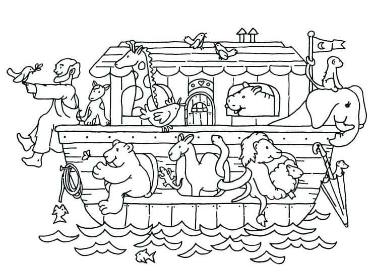 Çizmek Nuh'un Gemisi ücretsiz kolay Boyama Sayfası