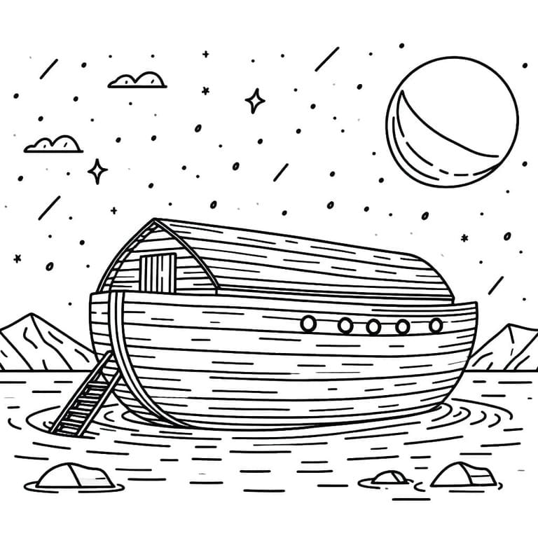 Çizmek Nuh'un Gemisi ücretsiz yazdırılabilir Boyama Sayfası