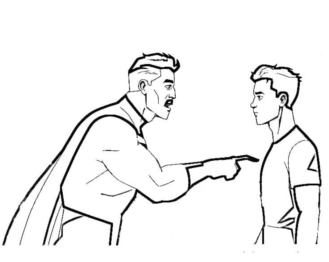 Çizmek Omni Man ve Mark Grayson Boyama Sayfası