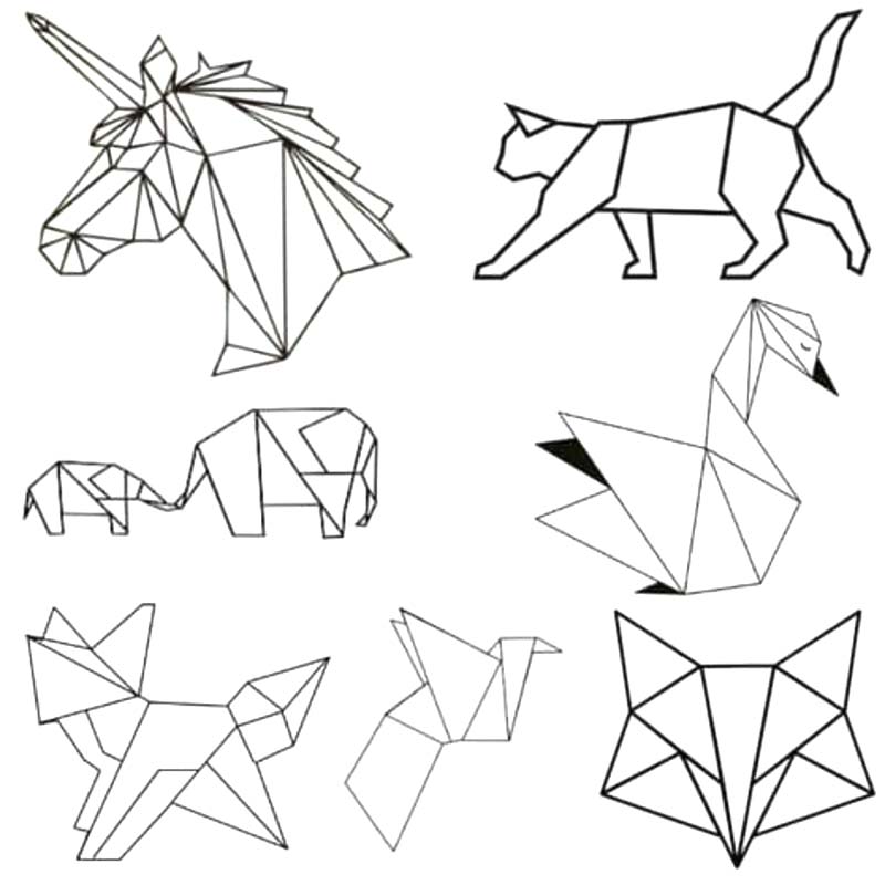 Çizmek Origami Hayvanlar Boyama Sayfası