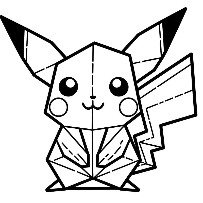 Çizmek Origami Pikaçu Boyama Sayfası