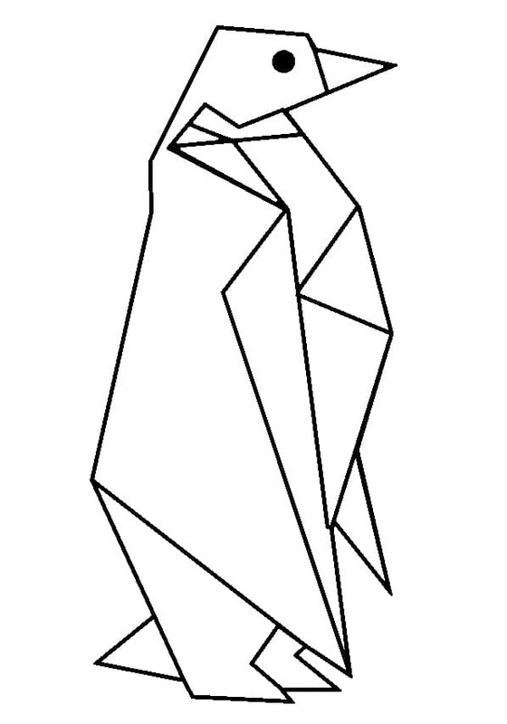Çizmek Origami basit penguen Boyama Sayfası