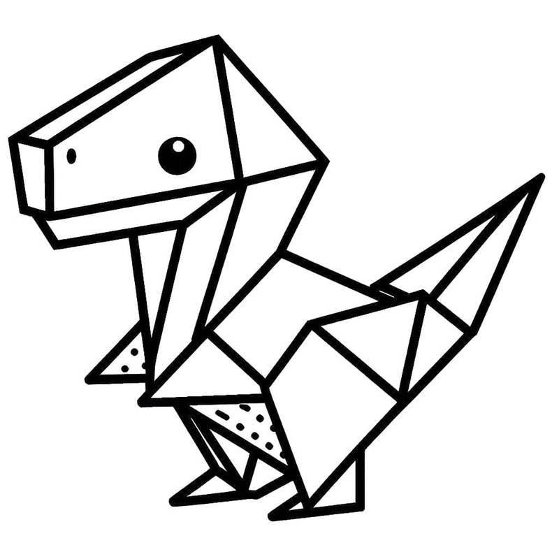 Çizmek Origami dinozor Boyama Sayfası