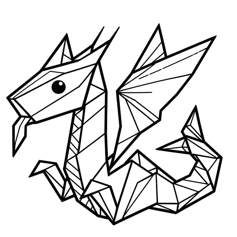 Çizmek Origami ejderha Boyama Sayfası