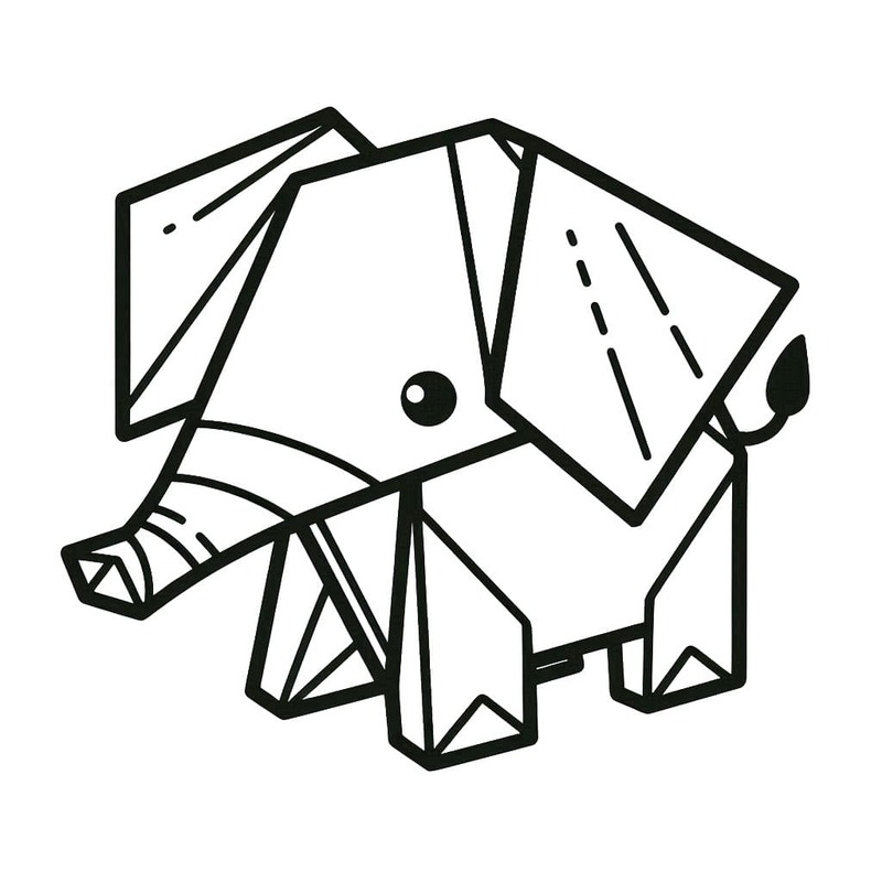 Çizmek Origami fil Boyama Sayfası