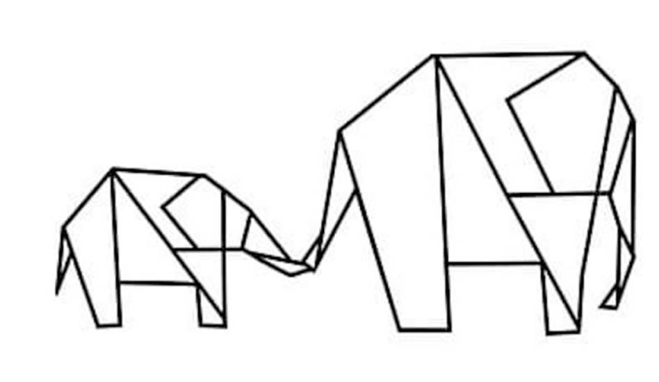 Çizmek Origami filler Boyama Sayfası