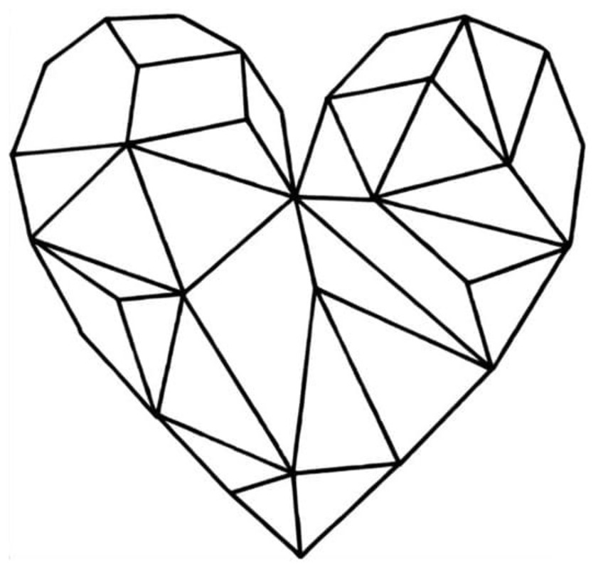 Çizmek Origami kalp Boyama Sayfası