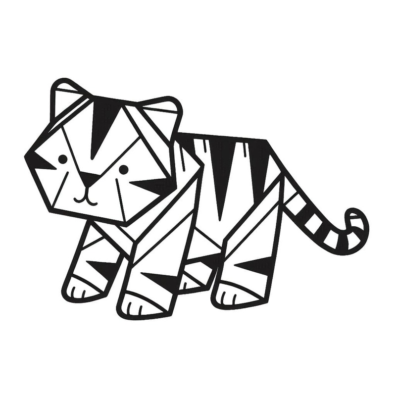 Çizmek Origami kaplan Boyama Sayfası