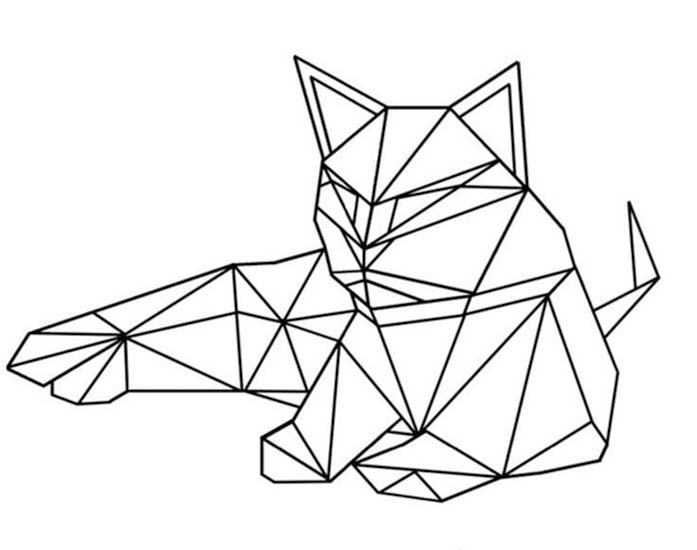 Çizmek Origami kedi Boyama Sayfası