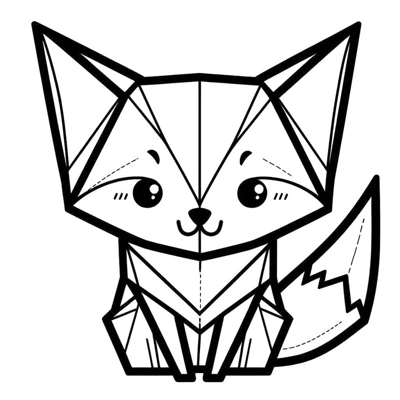 Çizmek Origami tilki Boyama Sayfası