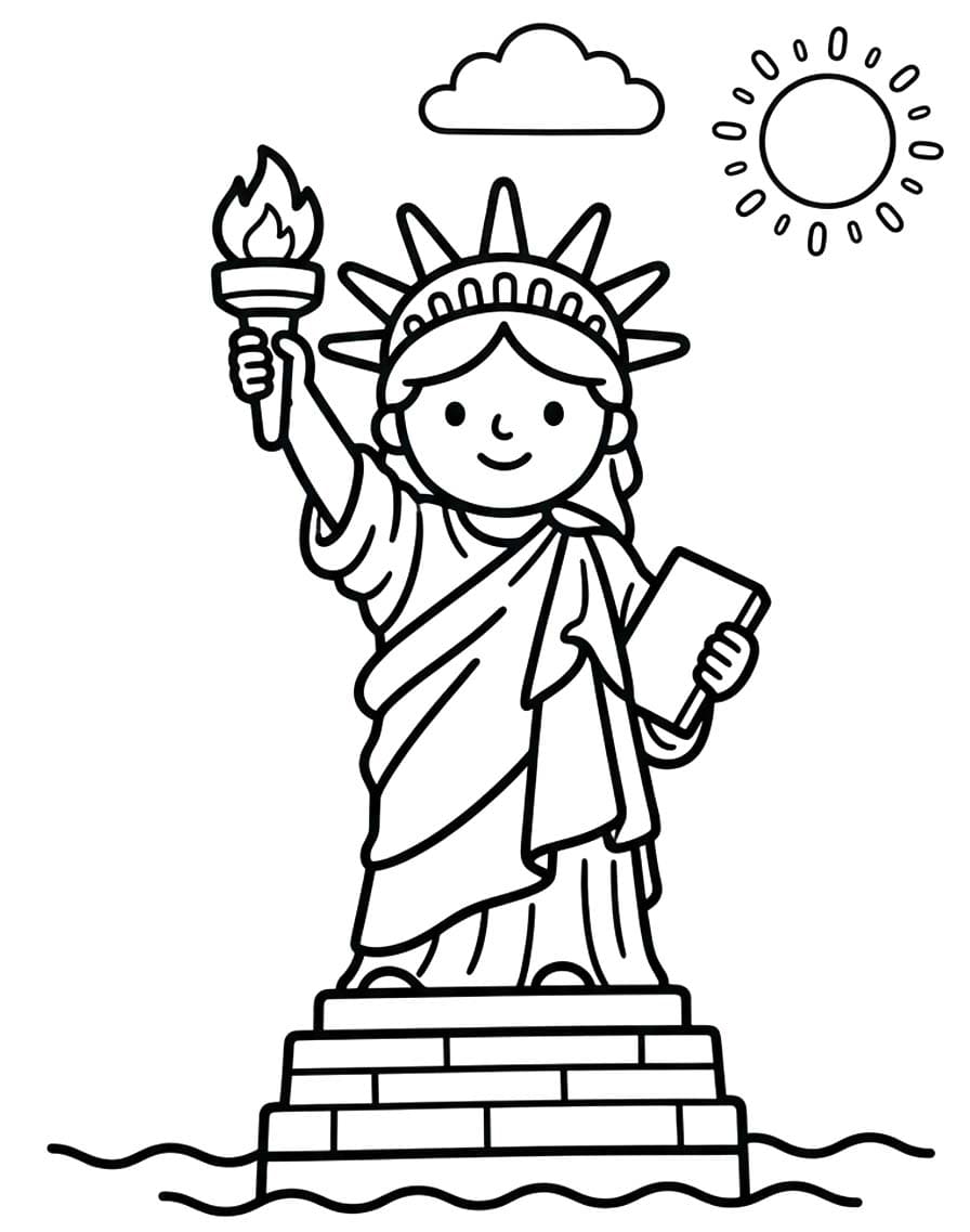 Çizmek Özgürlük Heykeli Kolay Boyama Sayfası