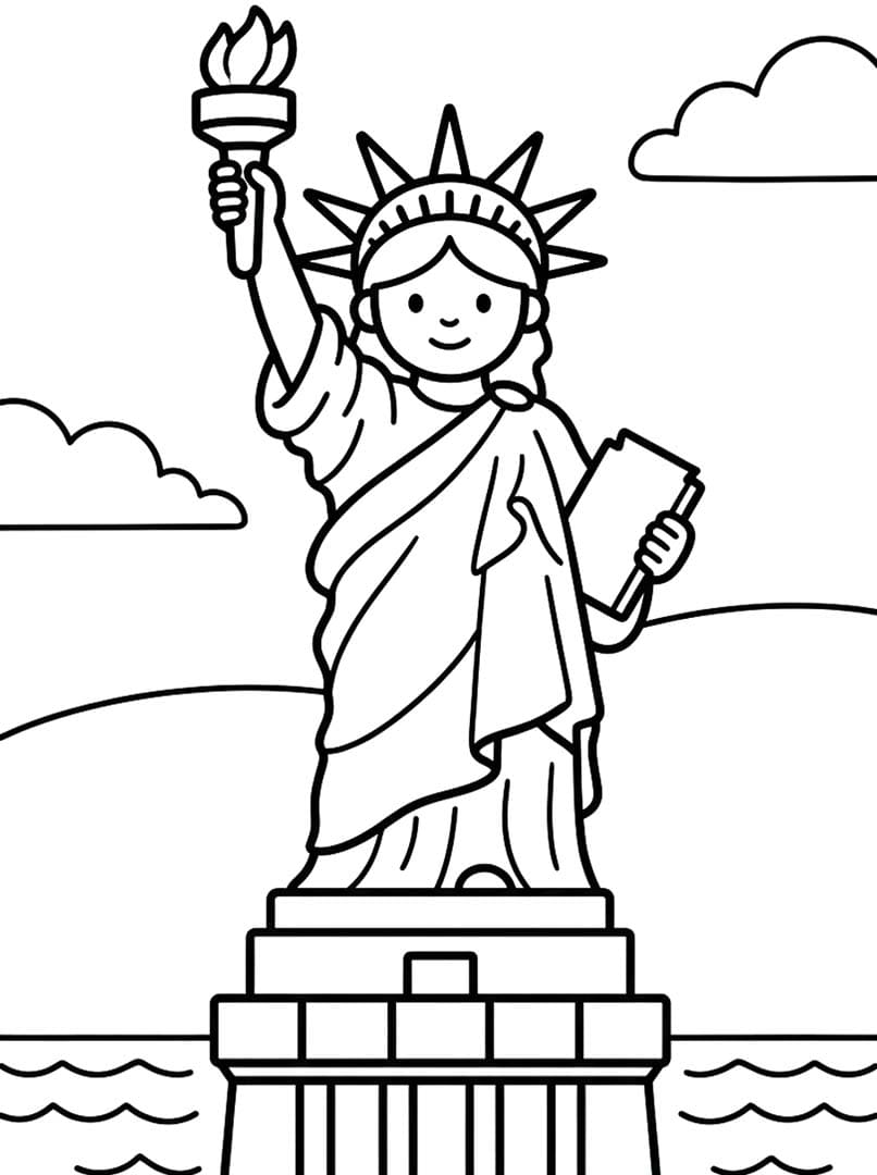 Çizmek Özgürlük Heykeli Temel Boyama Sayfası