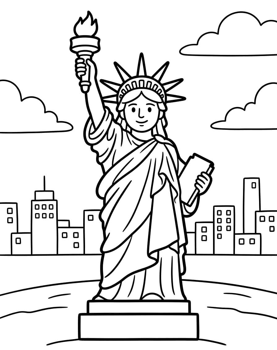 Çizmek Özgürlük Heykeli Ücretsiz Yazdırılabilir Boyama Sayfası