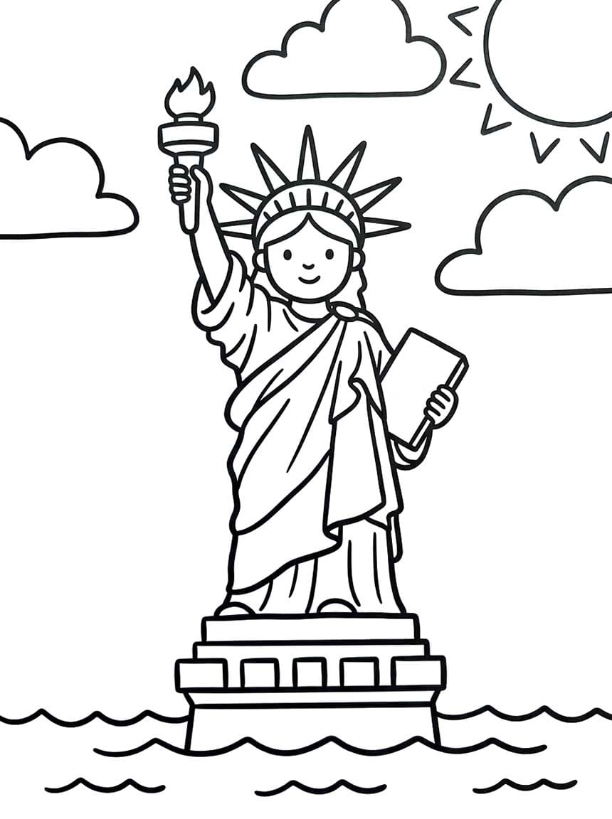 Çizmek Özgürlük Heykeli Yazdırılabilir Boyama Sayfası