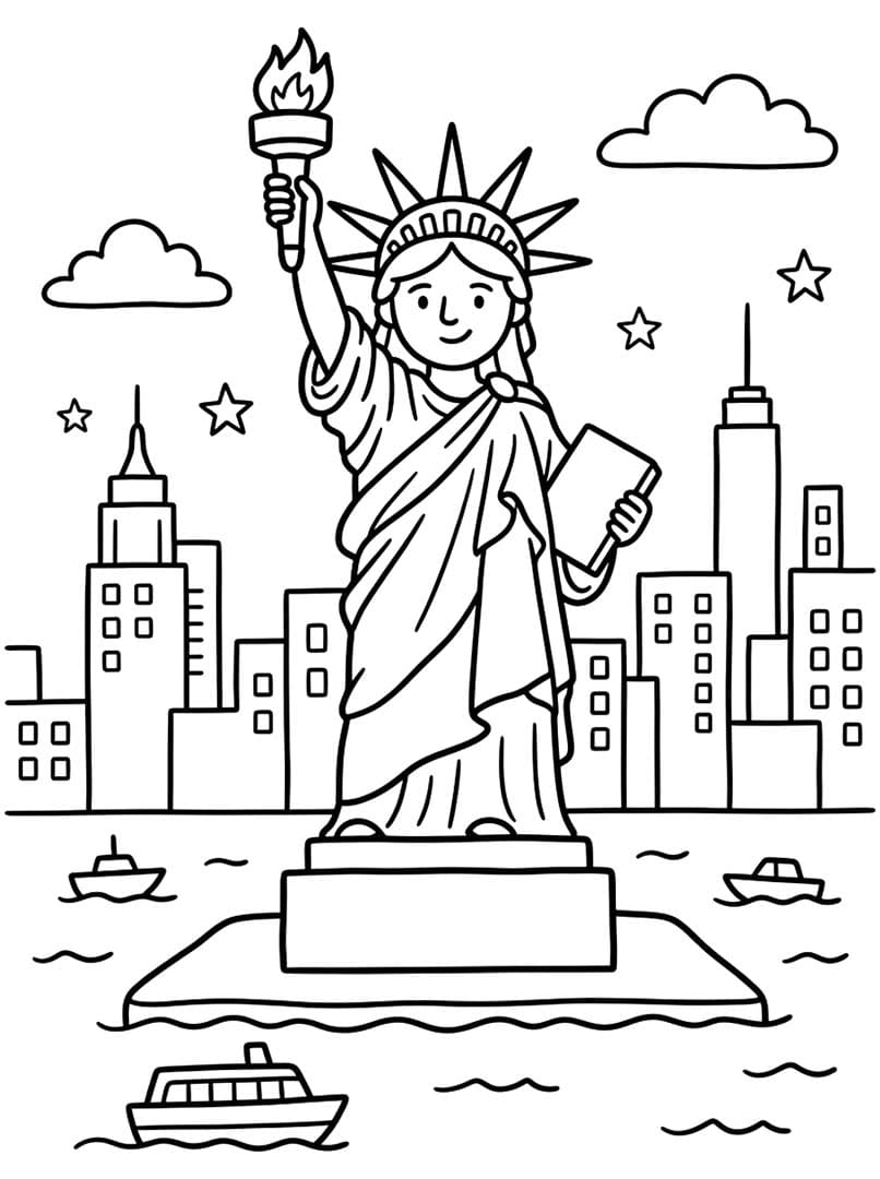 Çizmek Özgürlük Heykeli Boyama Sayfası