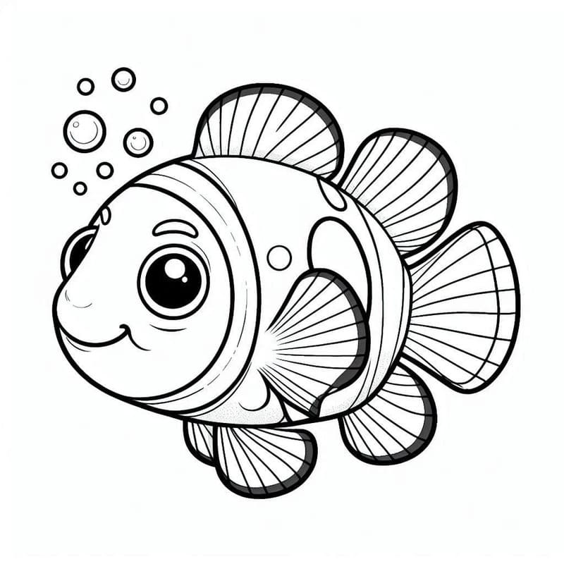 Çizmek Palyaço balığı yazdırılabilir Boyama Sayfası