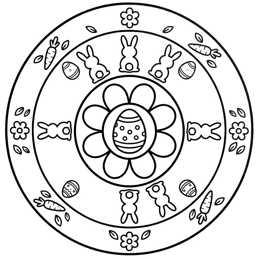 Çizmek Paskalya Mandala Temel Boyama Sayfası