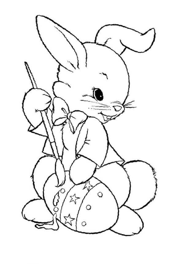 Çizmek Paskalya Tavşanı çocuklar için temel Boyama Sayfası