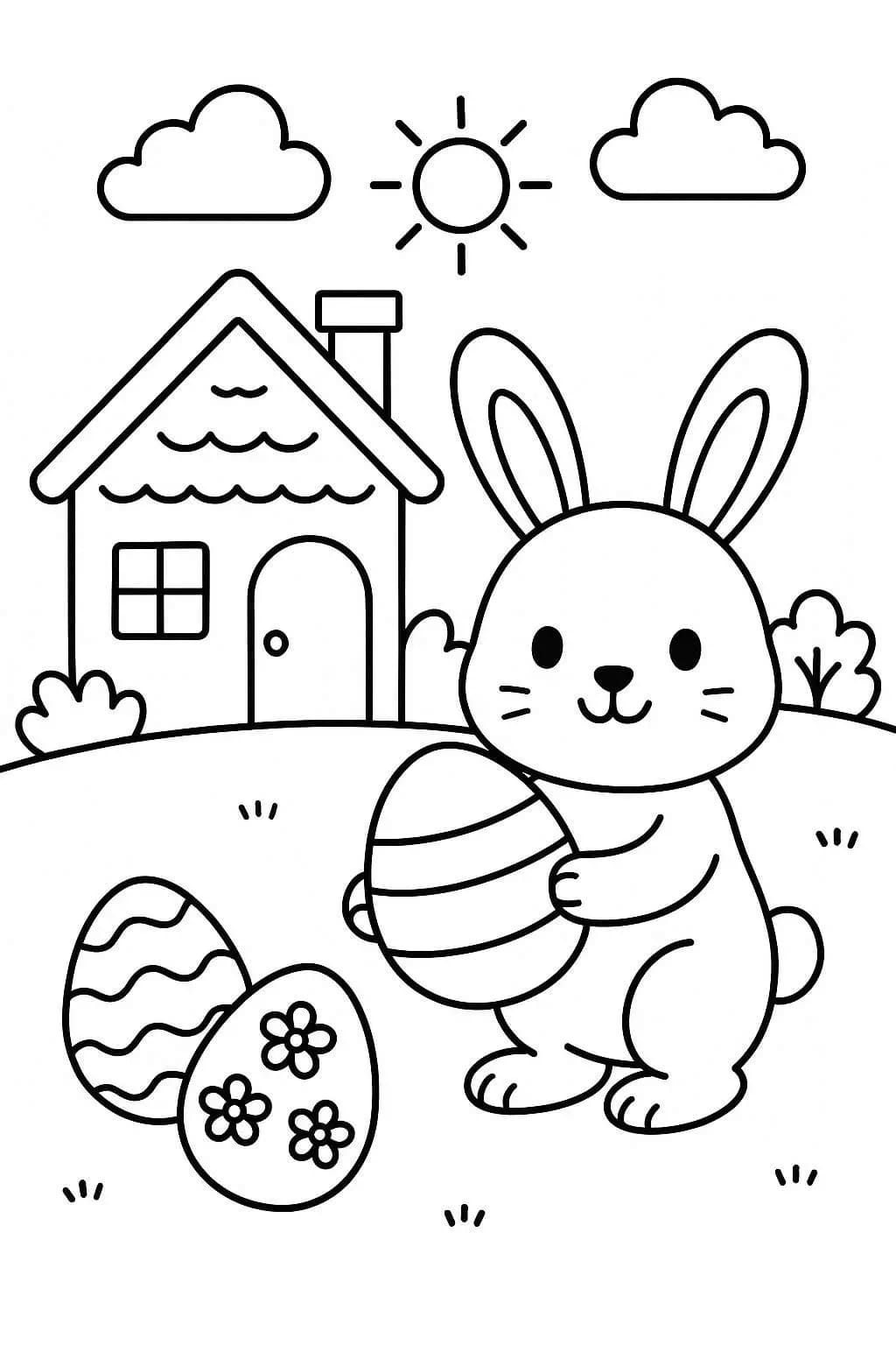 Çizmek Paskalya Tavşanı kolay Boyama Sayfası