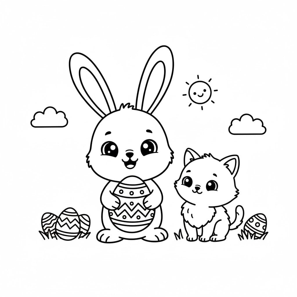 Çizmek Paskalya Tavşanı ücretsiz Boyama Sayfası