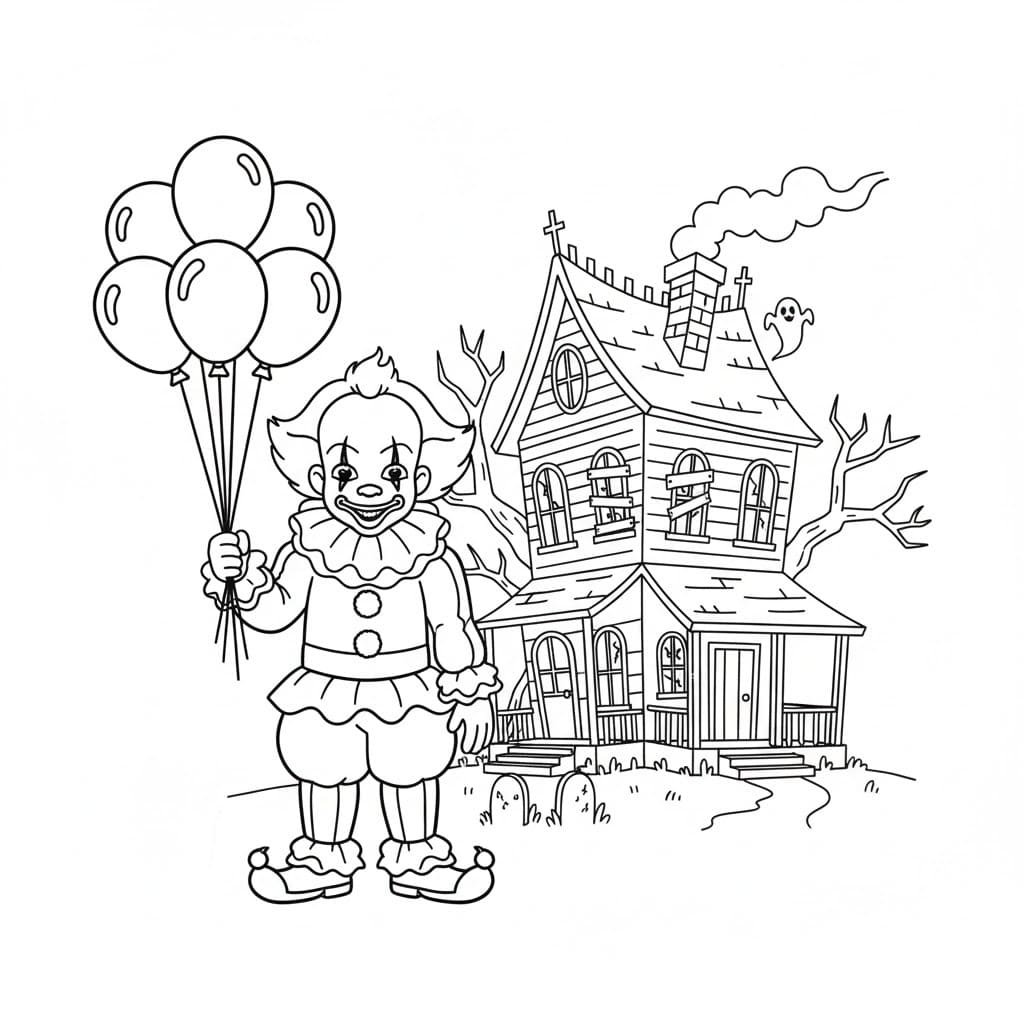 Çizmek Pennywise basit Boyama Sayfası
