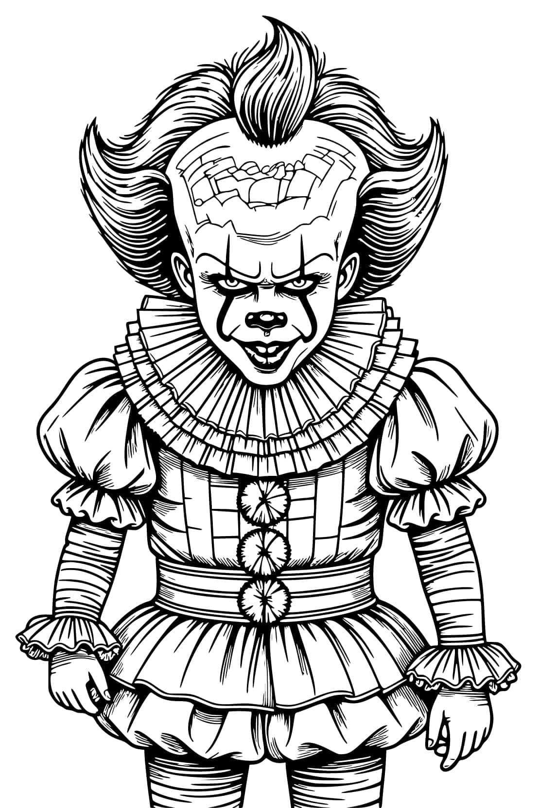 Çizmek Pennywise çocuklar için basit Boyama Sayfası