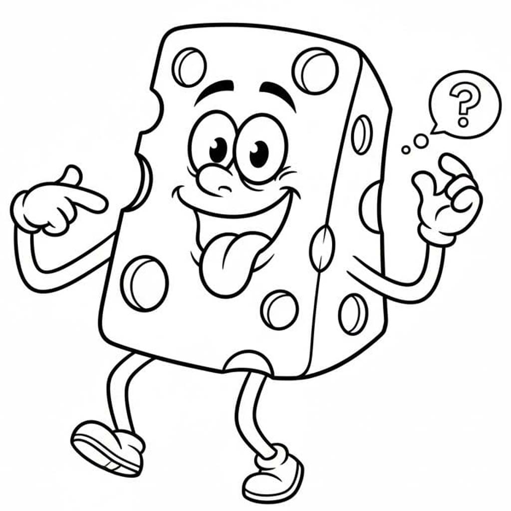 Çizmek Peynir çocuklar ücretsiz yazdırılabilir Boyama Sayfası