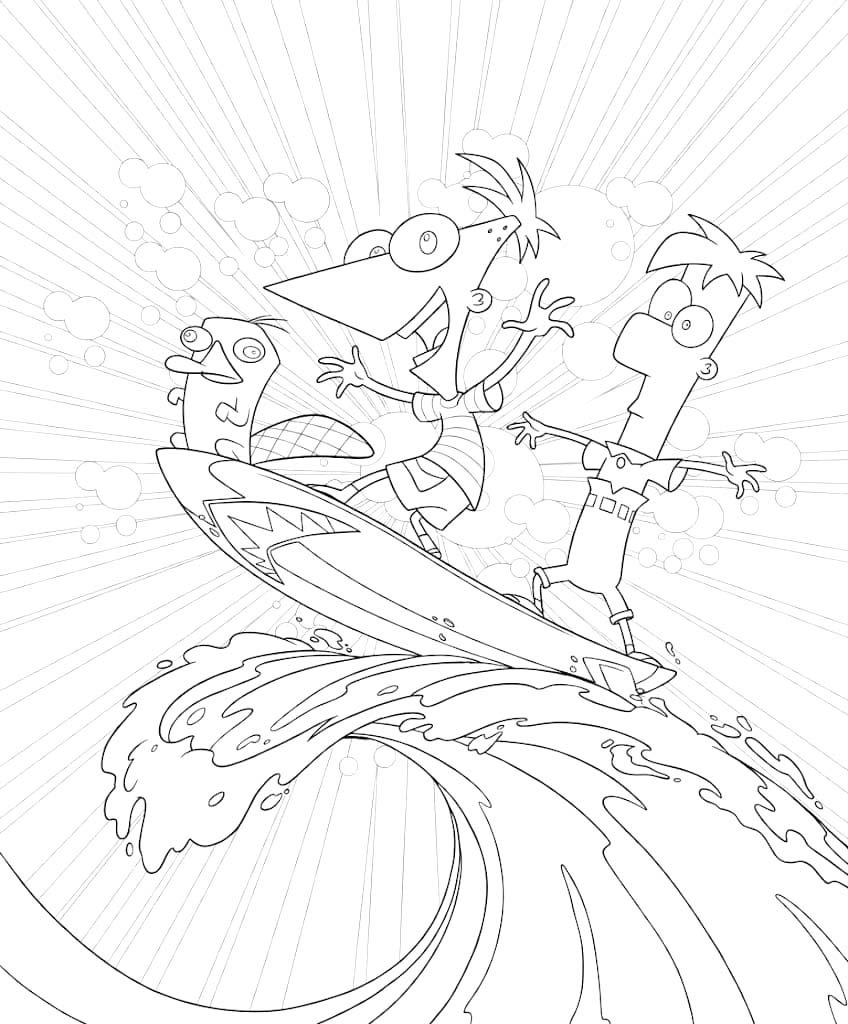 Çizmek Phineas Ve Ferb Kolay Boyama Sayfası