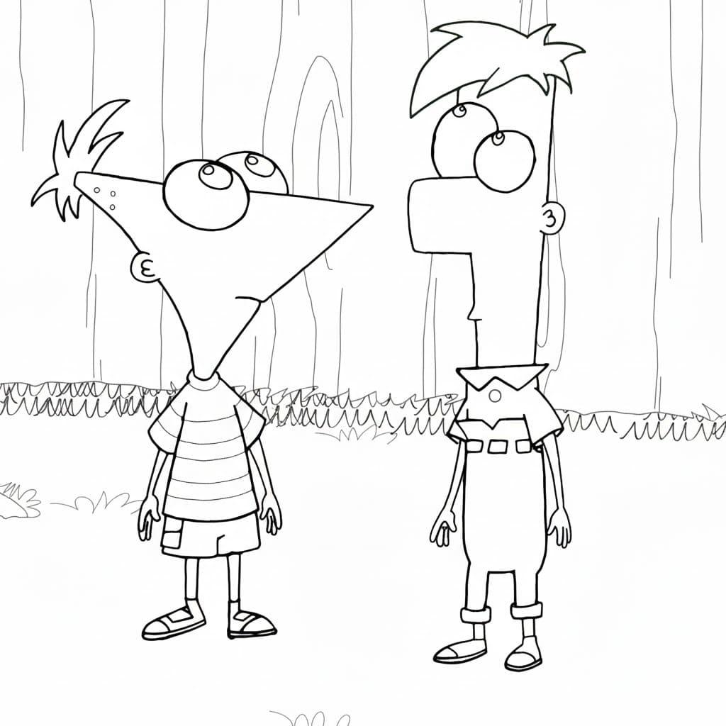 Çizmek Phineas Ve Ferb Temel Boyama Sayfası