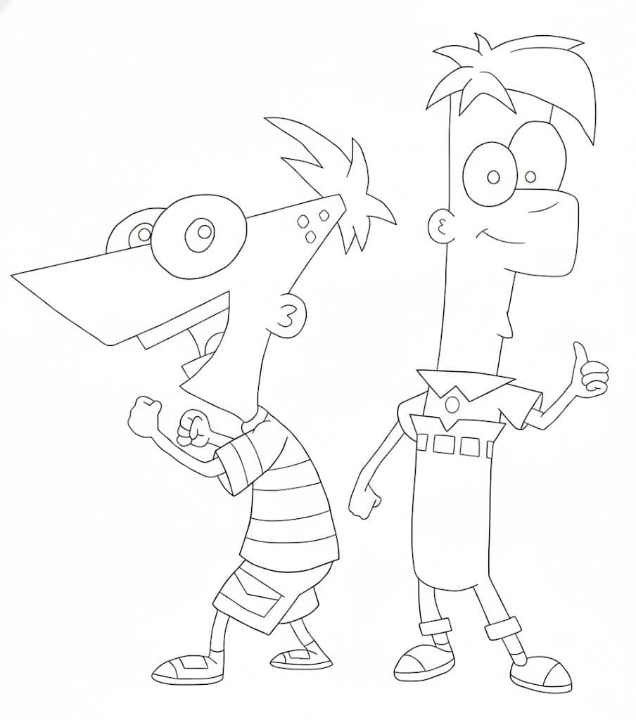 Çizmek Phineas Ve Ferb ücretsiz yazdırılabilir Boyama Sayfası