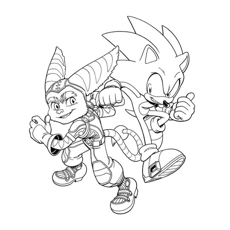 Çizmek Ratchet ve Clank yazdırılabilir Boyama Sayfası