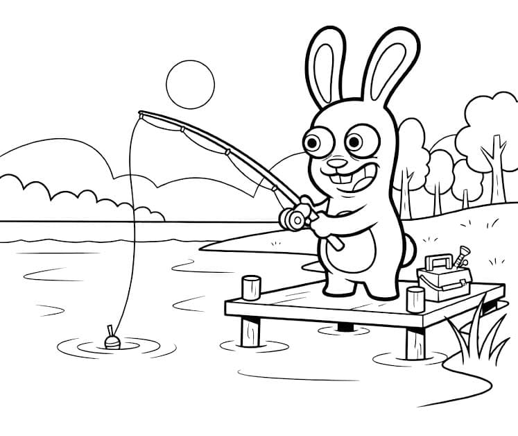 Çizmek Raving Rabbids basit Boyama Sayfası