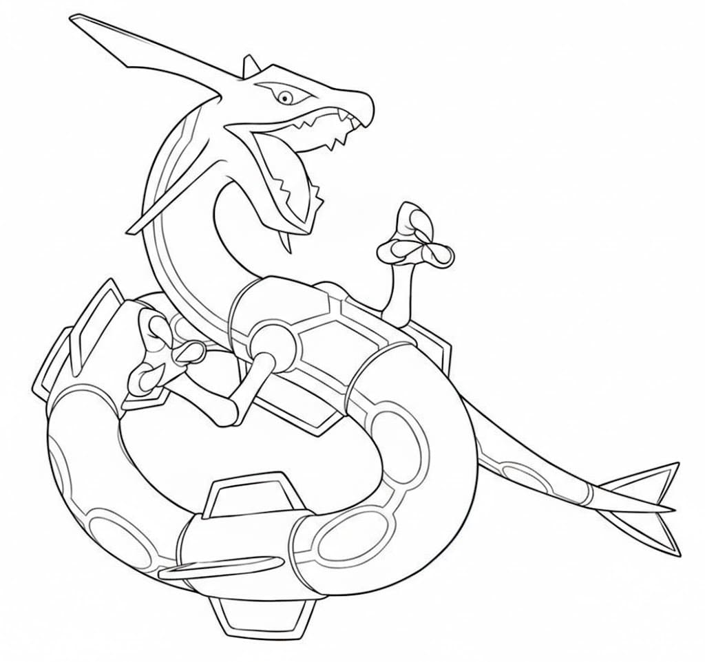 Çizmek Rayquaza Kolay Boyama Sayfası