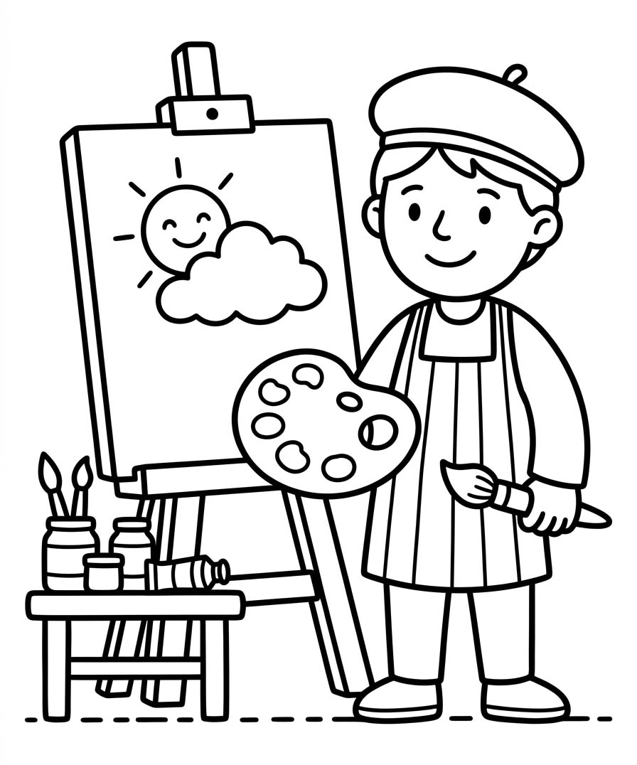 Çizmek Ressam ücretsiz yazdırılabilir Boyama Sayfası