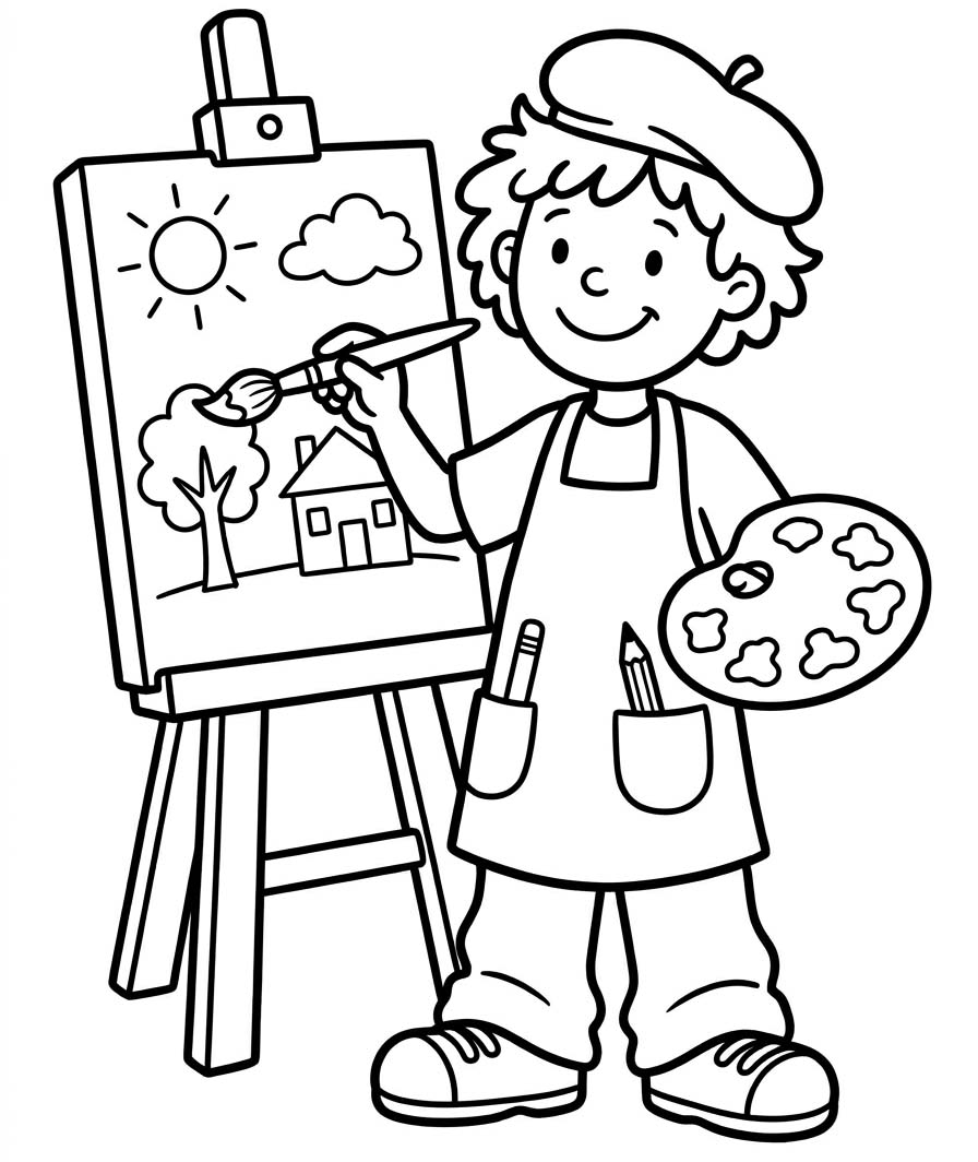 Çizmek Ressam yazdırılabilir Boyama Sayfası