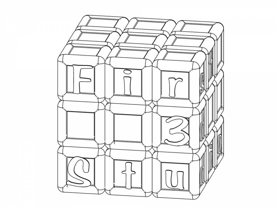 Çizmek Rubik yazdırılabilir basit Boyama Sayfası