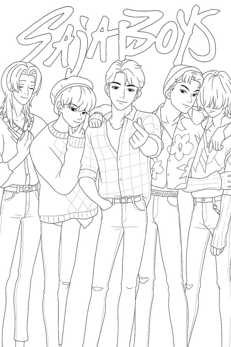 Çizmek Saja Boys Ücretsiz Yazdırılabilir Boyama Sayfası