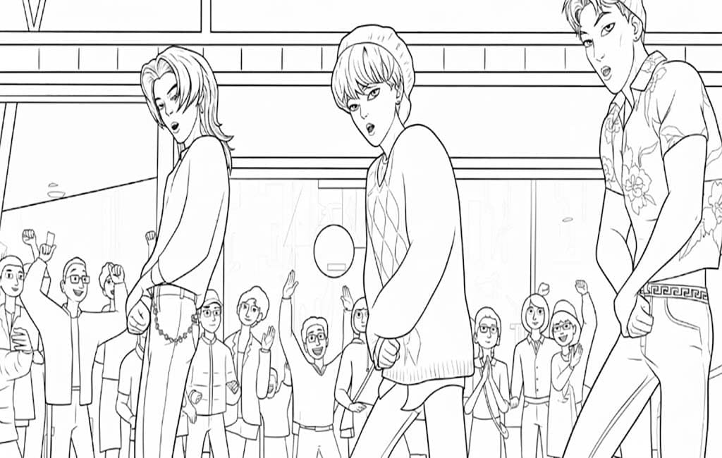 Çizmek Saja Boys Ücretsiz Boyama Sayfası