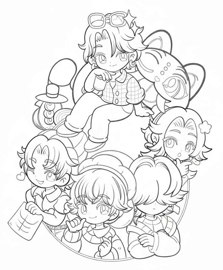 Çizmek Saja Boys Yazdırılabilir Boyama Sayfası