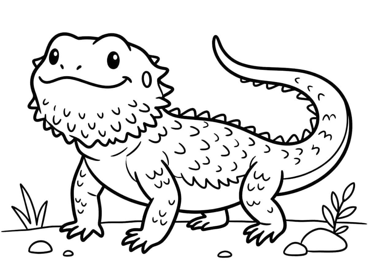 Çizmek Sakallı Ejderha Basit Boyama Sayfası