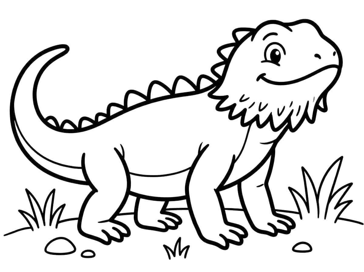 Çizmek Sakallı Ejderha yazdırılabilir Boyama Sayfası