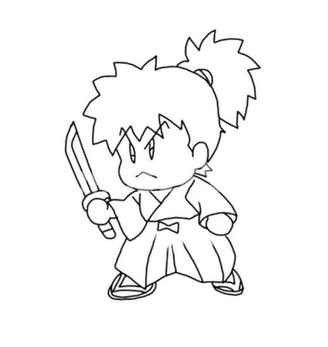 Çizmek Samuray basit Boyama Sayfası