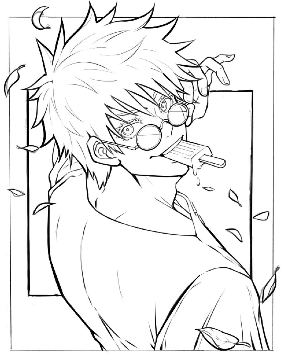 Çizmek Satoru Gojo çocuklar için Ücretsiz Boyama Sayfası